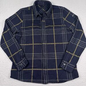 KJUS Yellowstone Shirt Flannel Jacket Mens M 50 Wool Blend Deepspace Blue Yellow